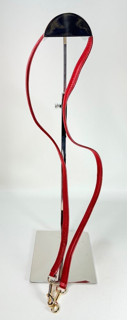 Red Pebbled Genuine Leather Replacement Handbag Crossbody Shoulder Strap Gold 46
